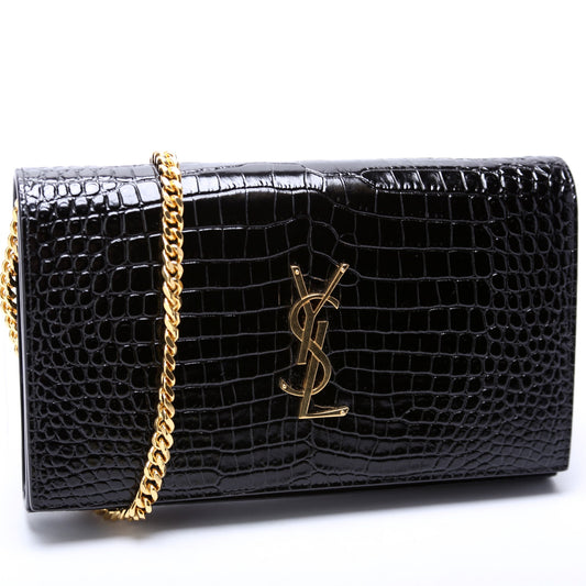 Saint Laurent Kate Chain Wallet Crocodile Bag
