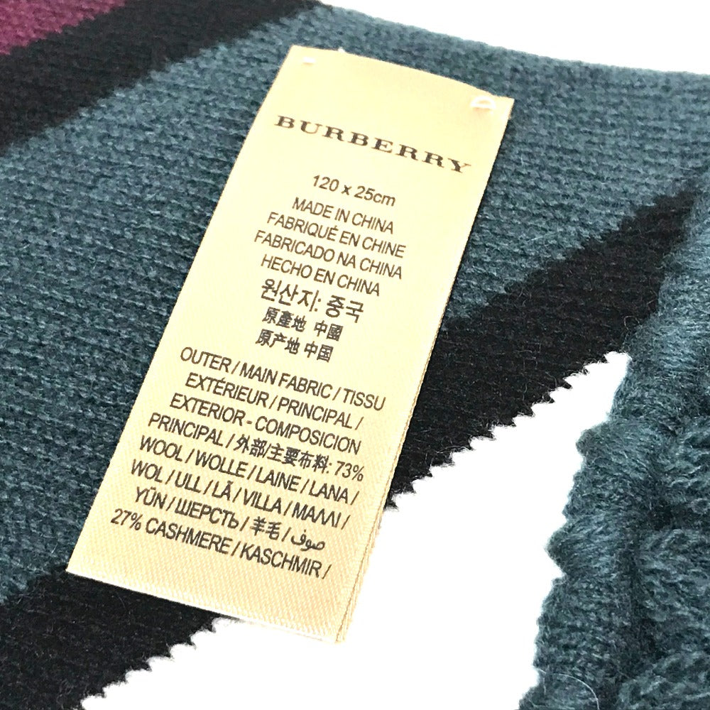 BURBERRY Scarf 4075353 Wool / cashmere Green typex multicolor stripe Tri-tone Striped