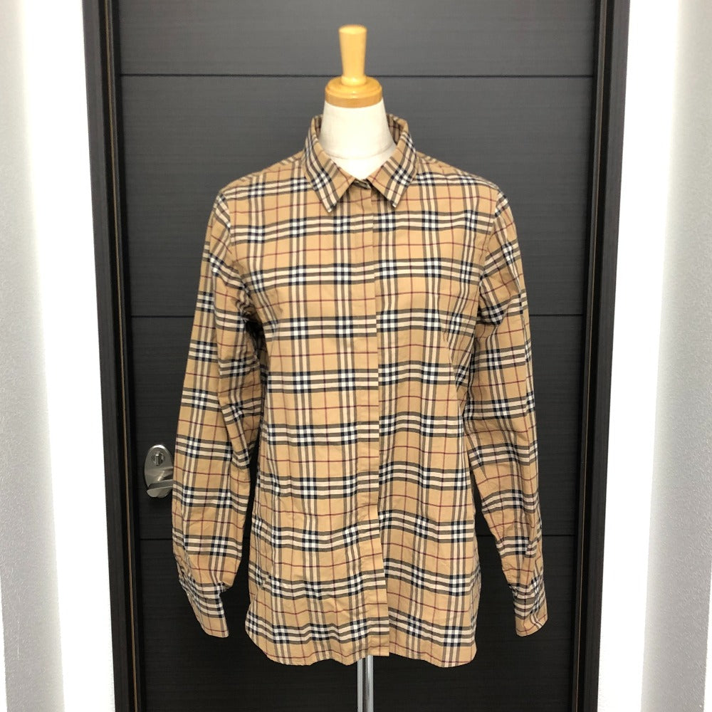 BURBERRY Long sleeve shirt cotton beige Check Pattern Women M