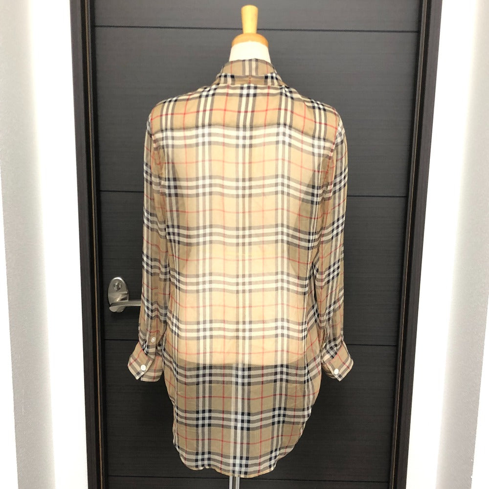 BURBERRY Long sleeve shirt cotton beige Check Pattern See-through Women 38