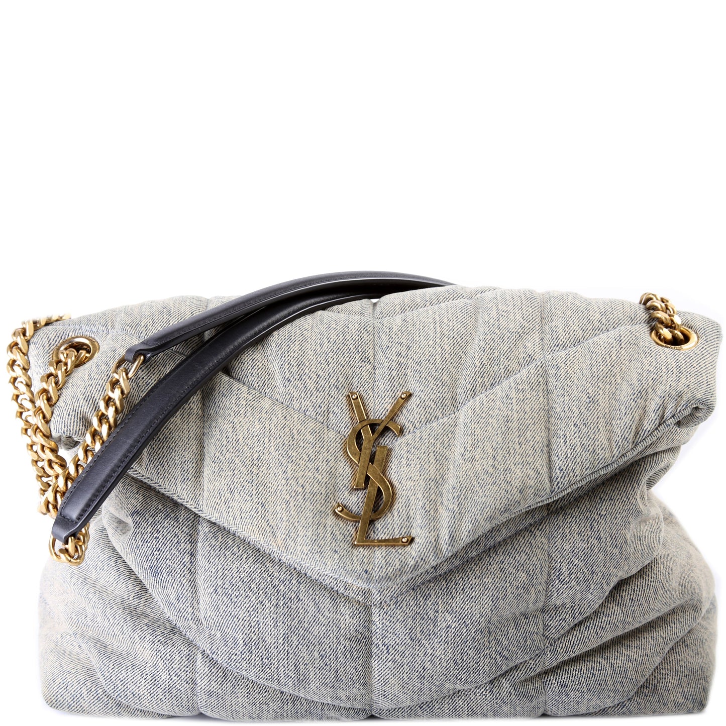 Saint Laurent Puffer Quilted Medium Denim 577475 Bag