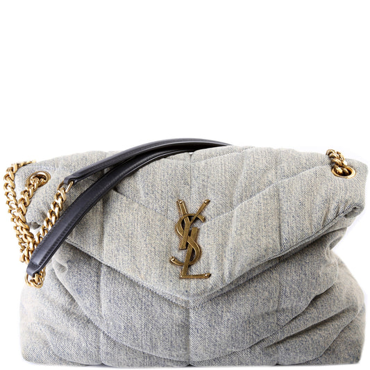 Saint Laurent Puffer Quilted Medium Denim 577475 Bag