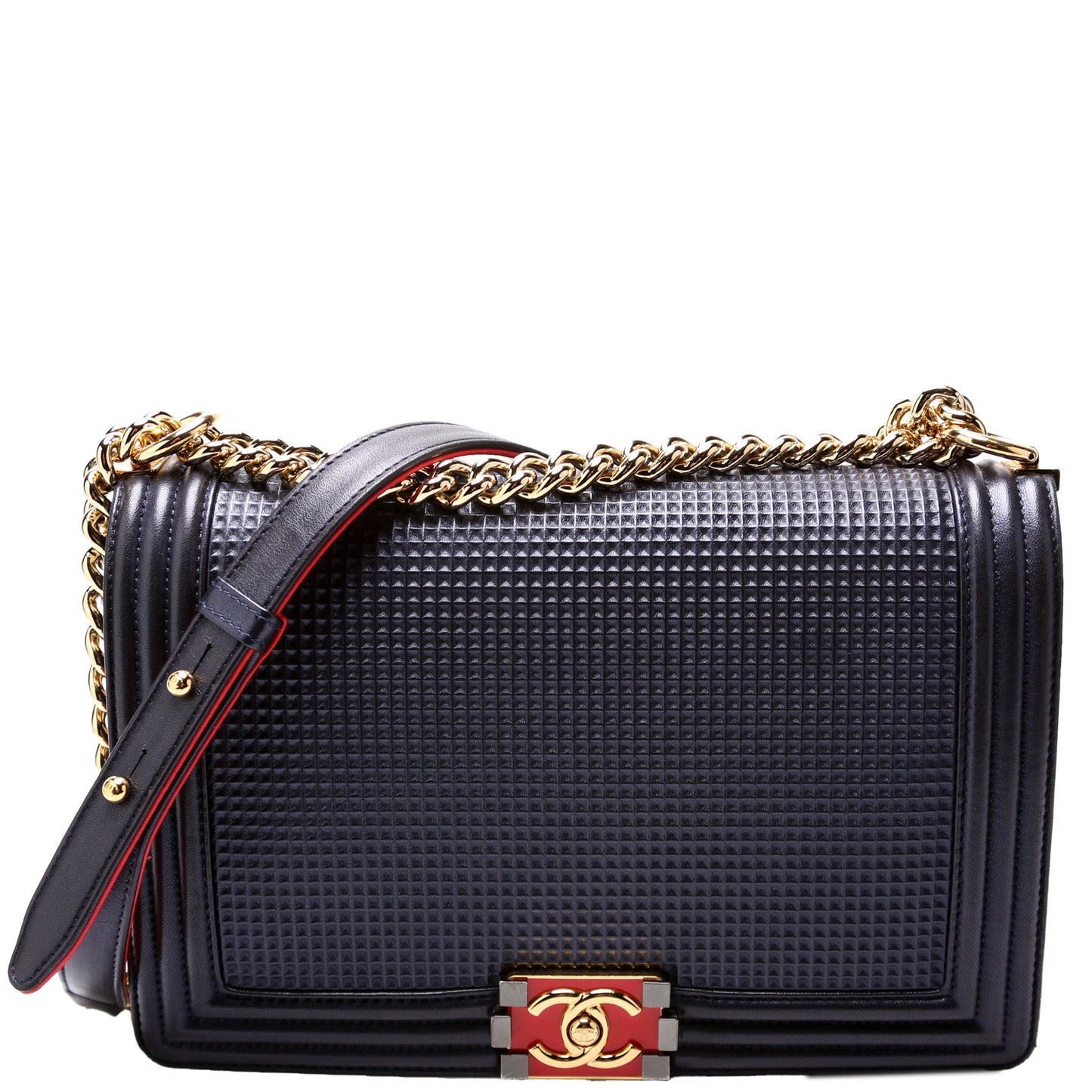 Chanel Boy Flap Medium New Cube Embossed Lambskin 18M Bag