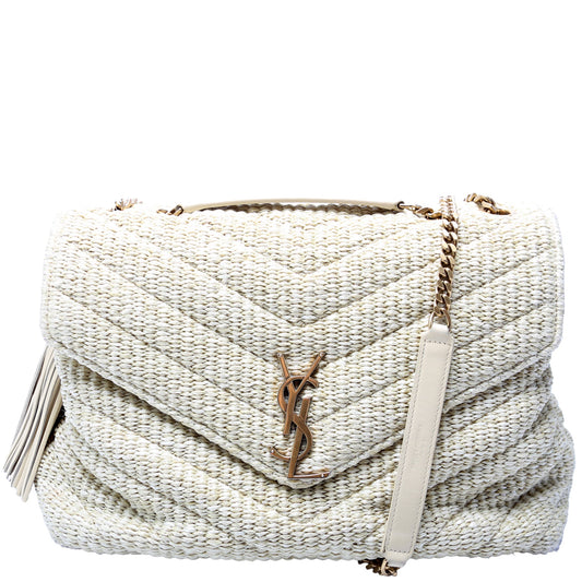 Saint Laurent Loulou Satchel Medium Raffia Bag