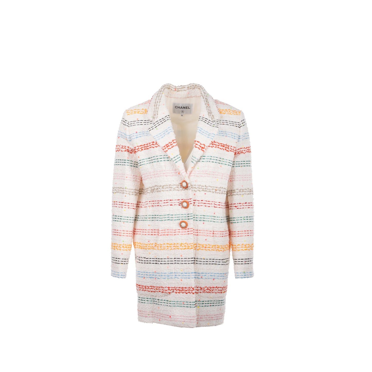 Chanel size 36 tweed jacket Cotton/polyamide/wool White/Multicolour