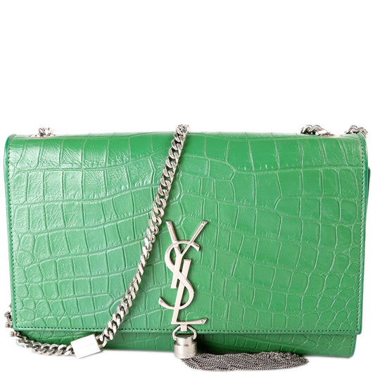 Saint Laurent Kate Tassel Satchel Medium Croc Embossed 354119 Bag