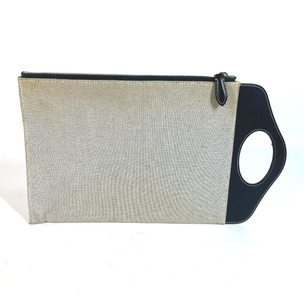BURBERRY Clutch bag Leather / canvas gray logo mens