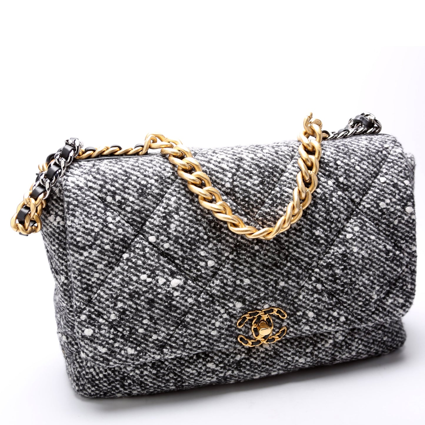 Chanel 19 Maxi Flap Quilted Tweed Bag