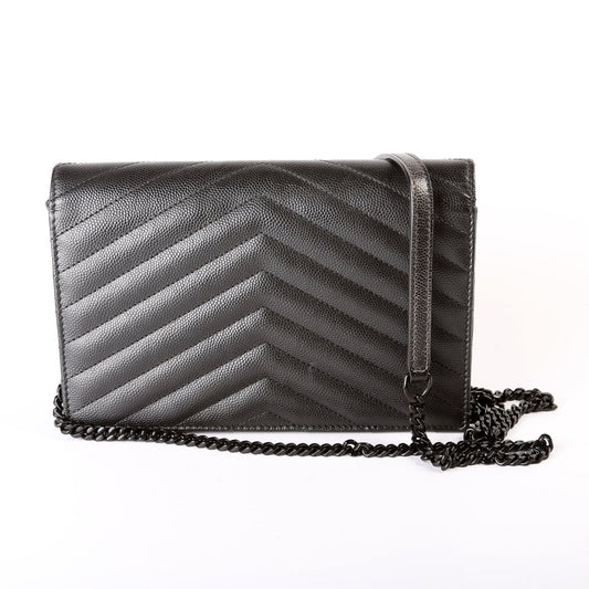 Saint Laurent Envelope Chain Wallet 393953 Black Bag