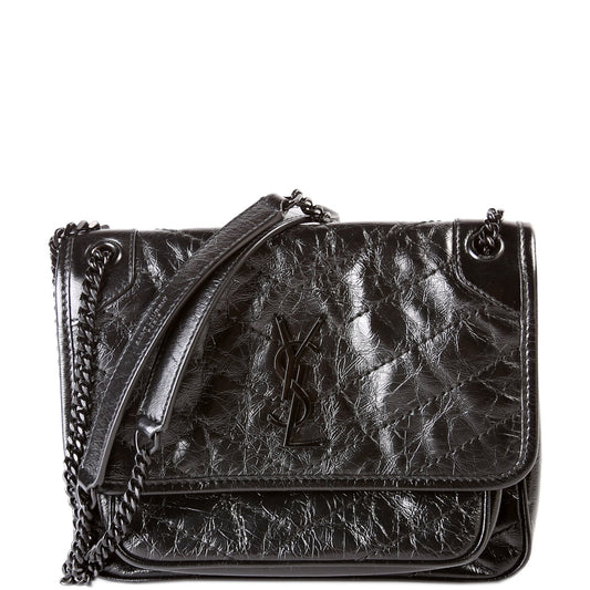 Saint Laurent Niki Baby Crinkled Leather 633160 Black Bag