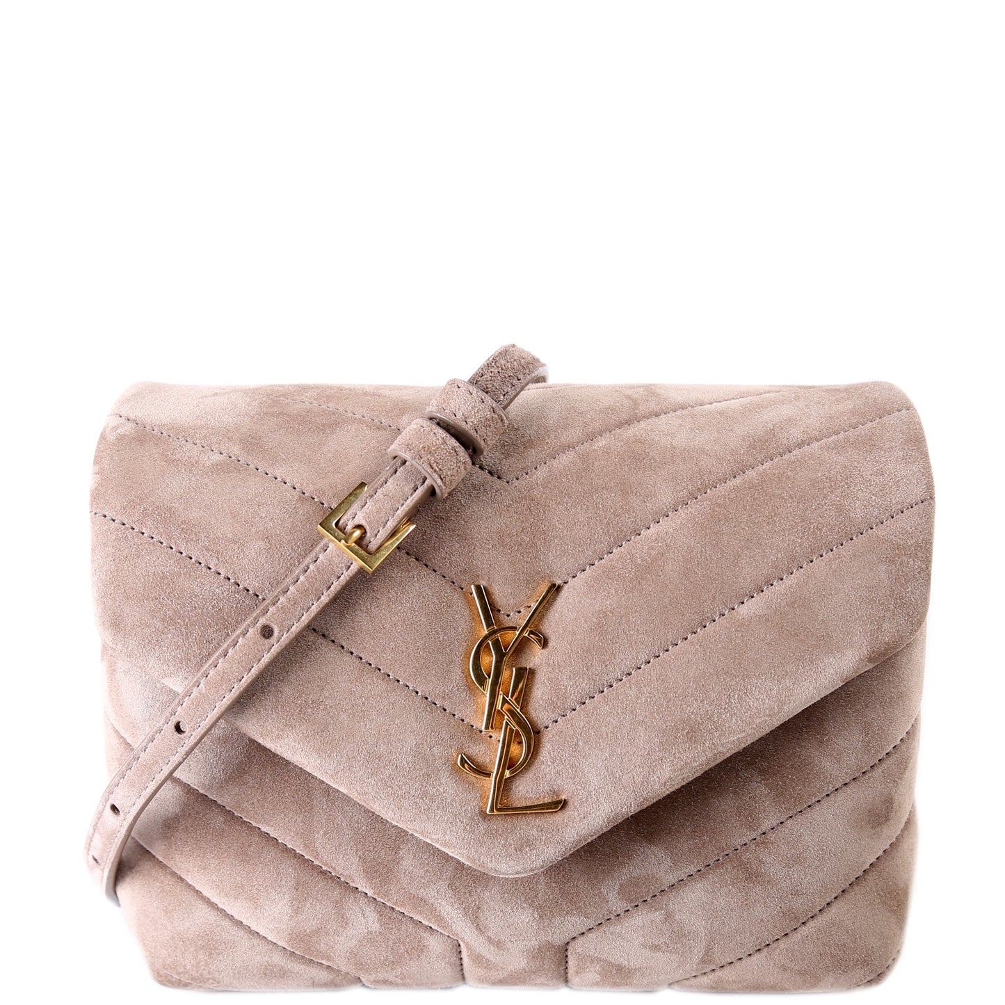 Saint Laurent Loulou Suede Satchel Toy Crossbody Taupe Bag