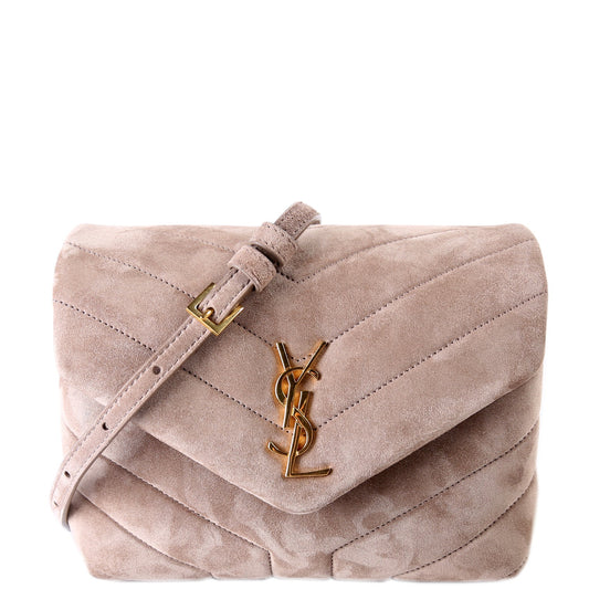 Saint Laurent Loulou Suede Satchel Toy Crossbody Taupe Bag