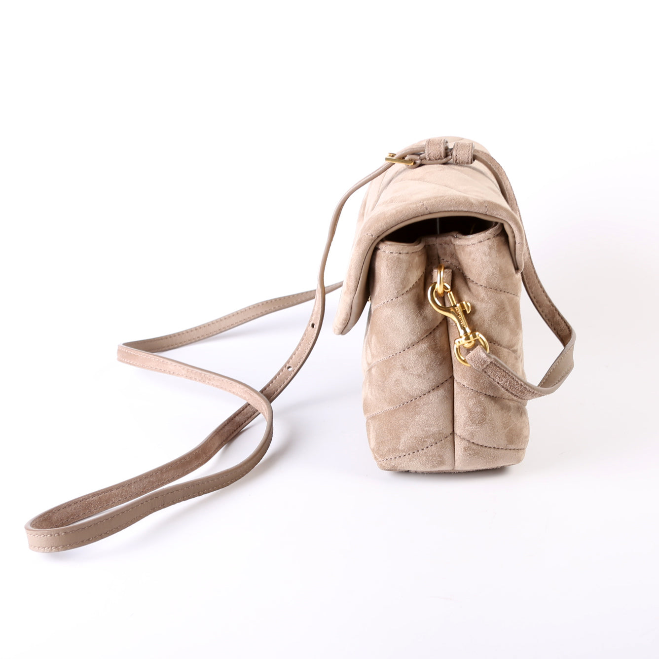 Saint Laurent Loulou Suede Satchel Toy Crossbody Taupe Bag