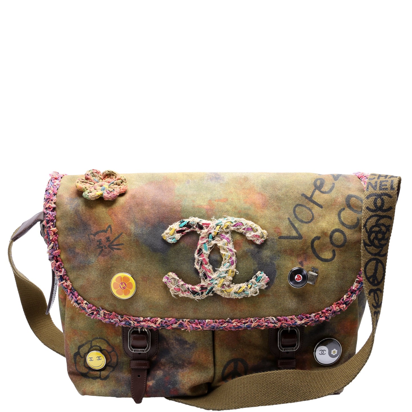 Chanel Graffiti On the Pavements Washed Toile Messenger Bag