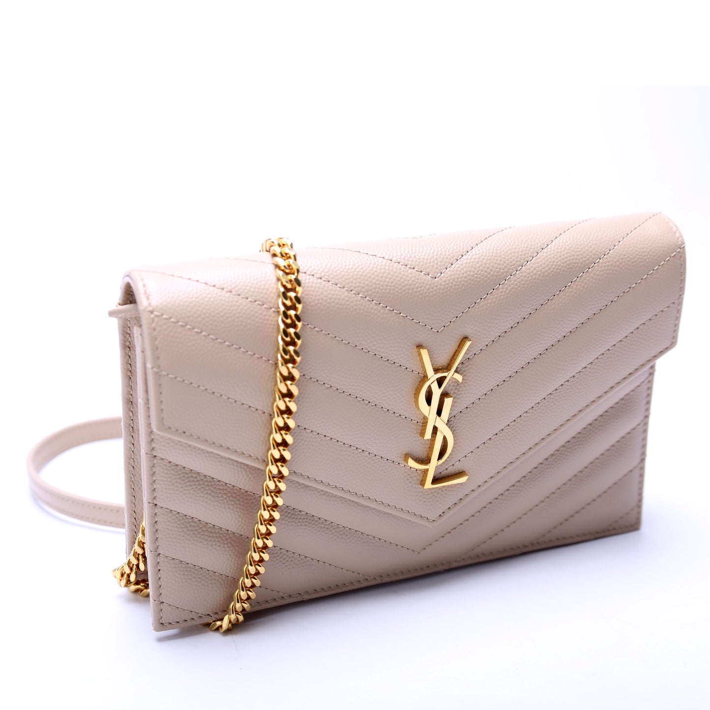 Saint Laurent Envelope Chain Wallet Beige Bag