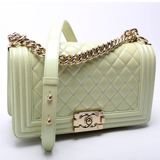 Chanel Boy Flap Medium Green 22M Bag