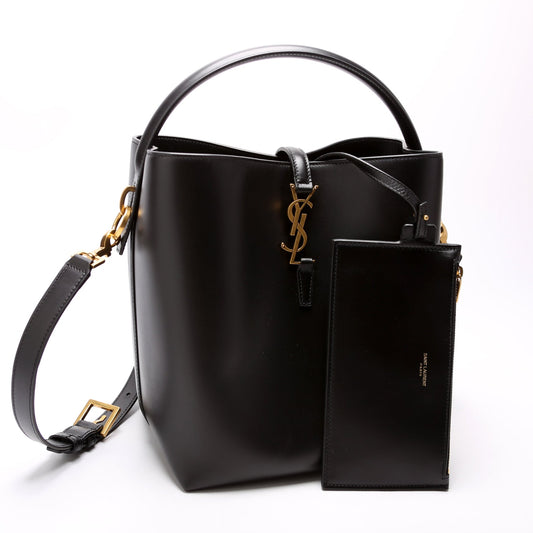Saint Laurent Le 37 Bucket Shiny Leather 742828 Black Bag