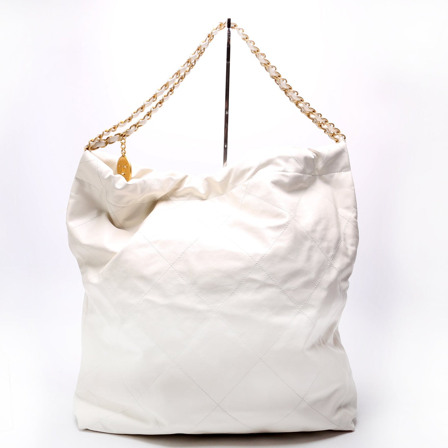 Chanel 22 Quilted Large Hobo White Bag