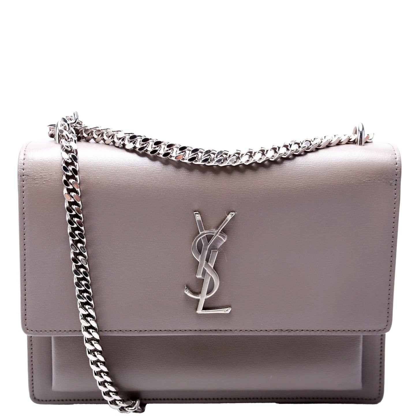 Saint Laurent Sunset Medium Smooth Leather Grey Bag