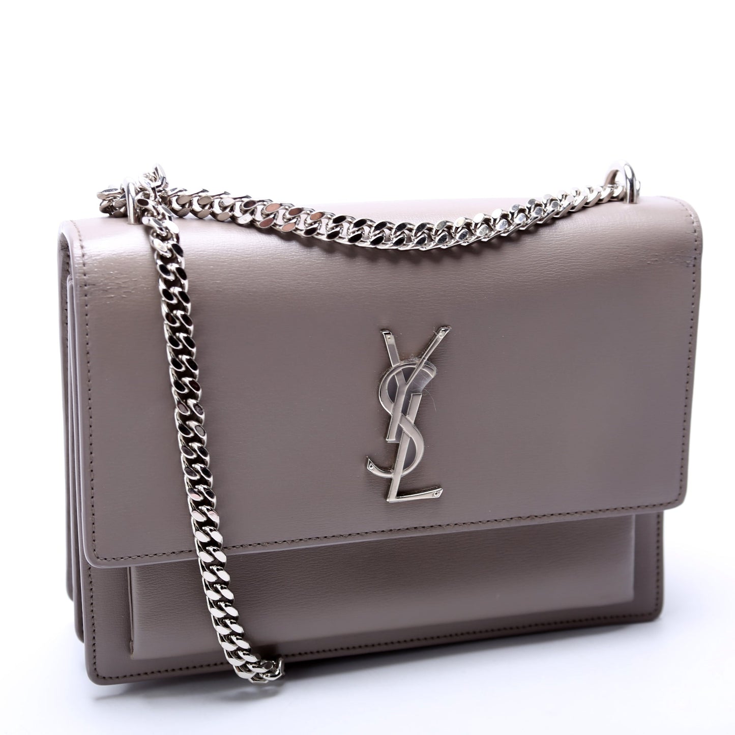 Saint Laurent Sunset Medium Smooth Leather Grey Bag