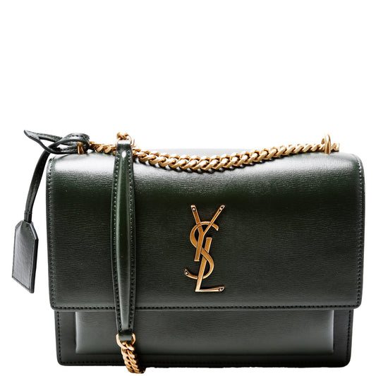 Saint Laurent Sunset Medium Smooth Leather Green Bag