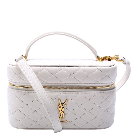 Saint Laurent 766731 Gaby Vanity Quilted Lambskin Cream Bag