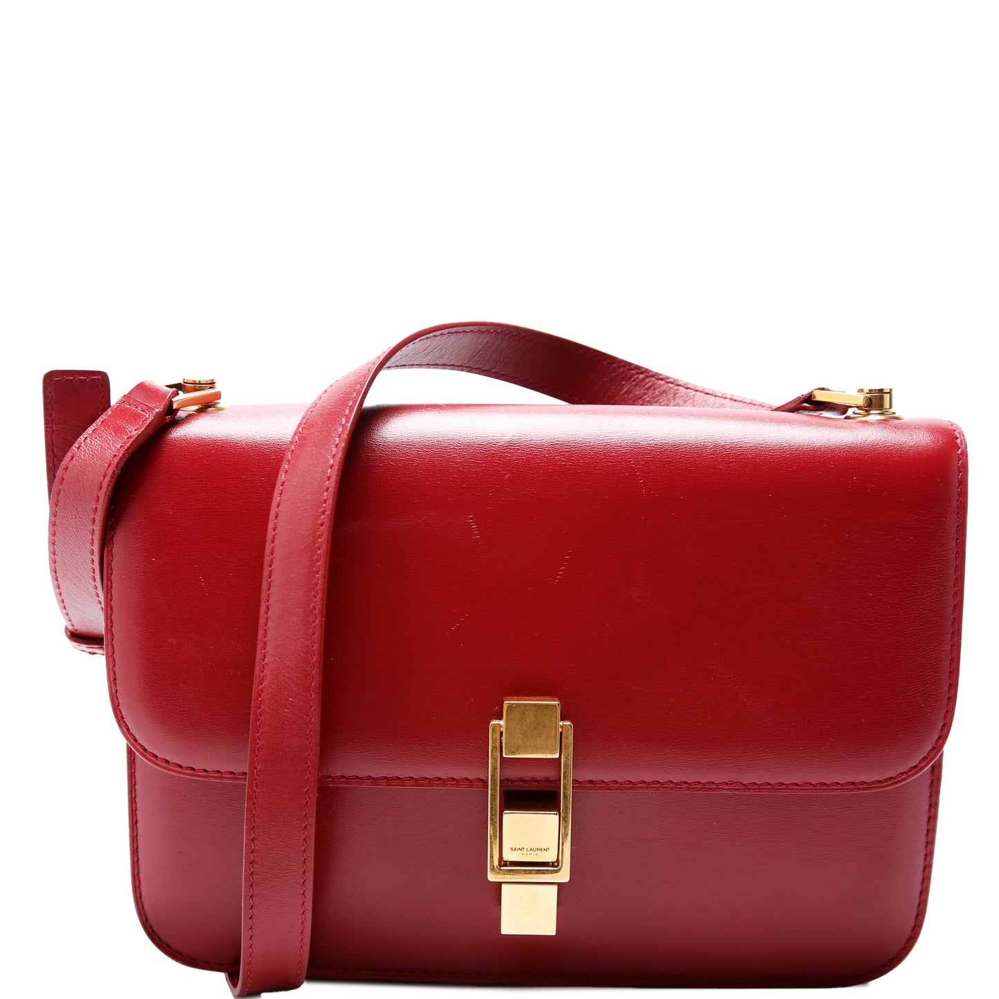Saint Laurent Calfskin Le Carre Satchel Red Bag