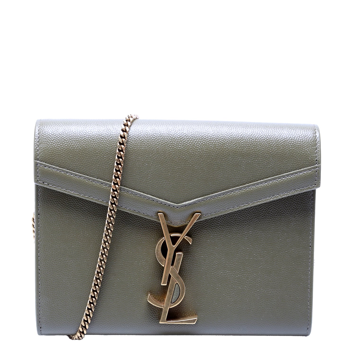 Saint Laurent Cassandra Chain Wallet Grain 635023 Green Bag