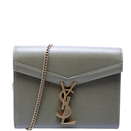 Saint Laurent Cassandra Chain Wallet Grain 635023 Green Bag