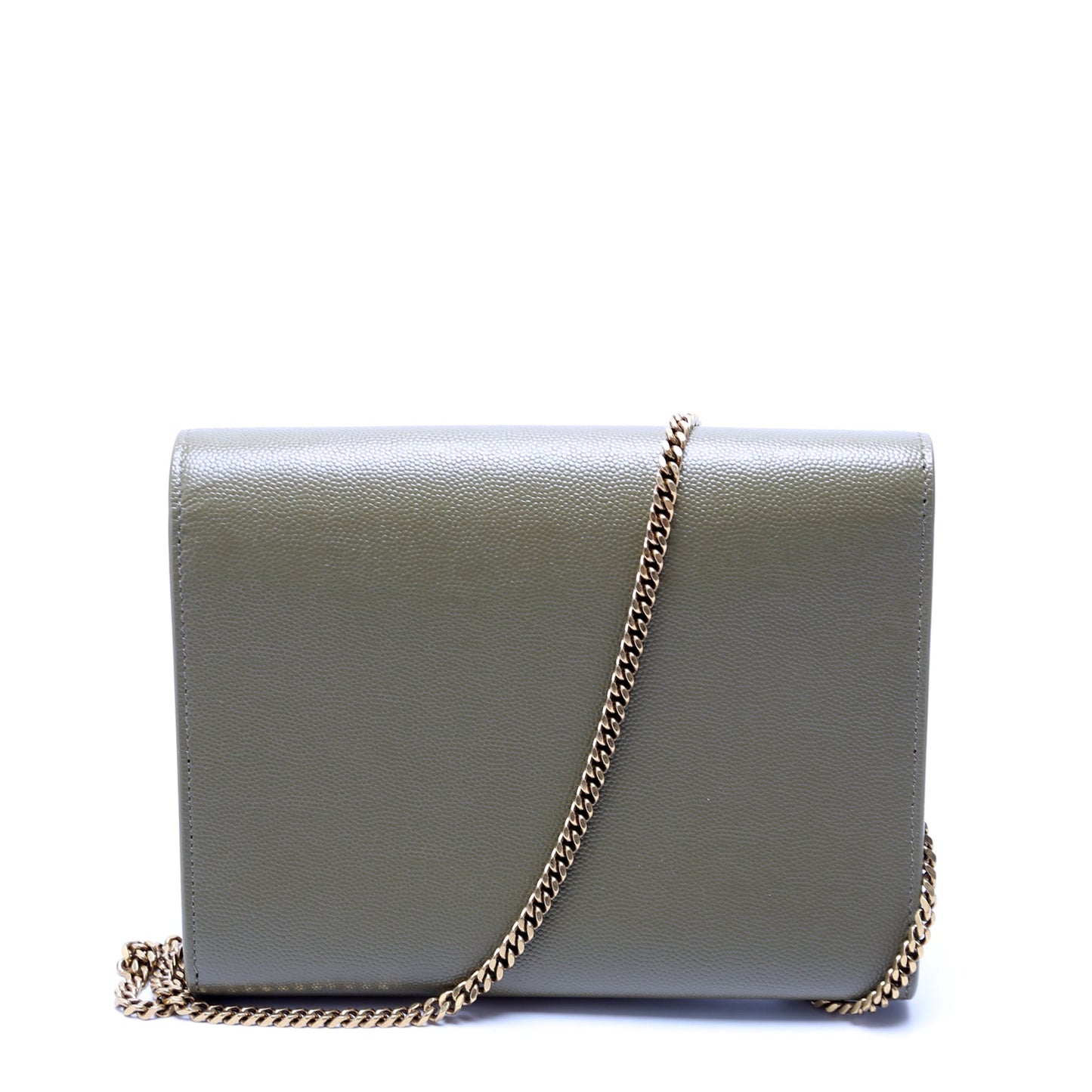 Saint Laurent Cassandra Chain Wallet Grain 635023 Green Bag