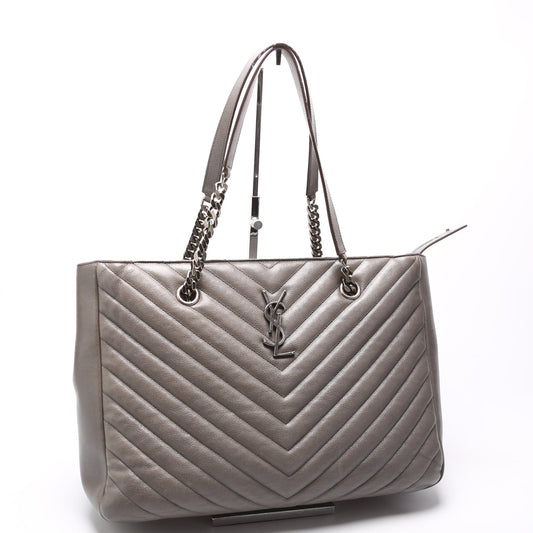 Saint Laurent 392739 Chevron Large Tote Sheepskin Grey Bag