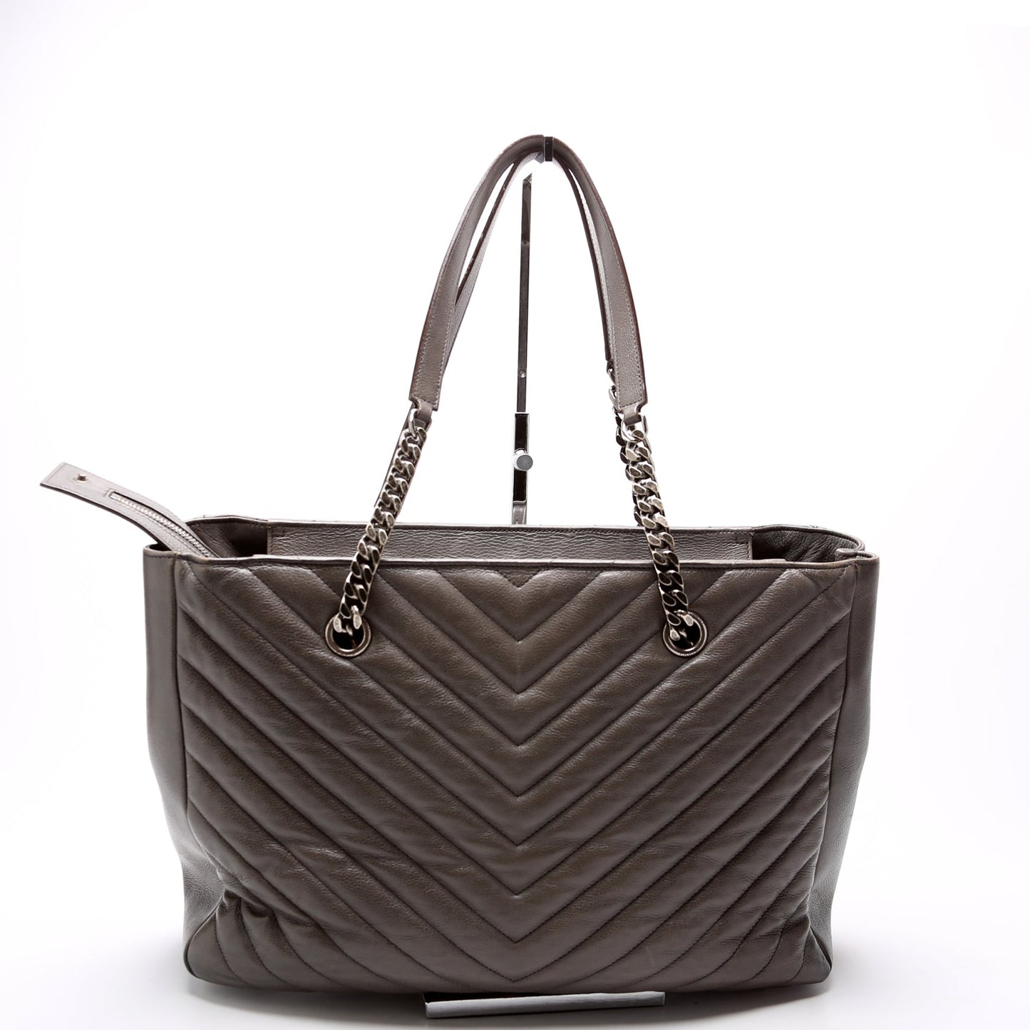 Saint Laurent 392739 Chevron Large Tote Sheepskin Grey Bag