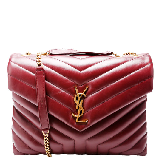Saint Laurent Lou Lou Medium Quilted 574946 Burgundy Bag