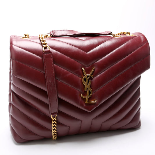Saint Laurent Lou Lou Medium Quilted 574946 Burgundy Bag