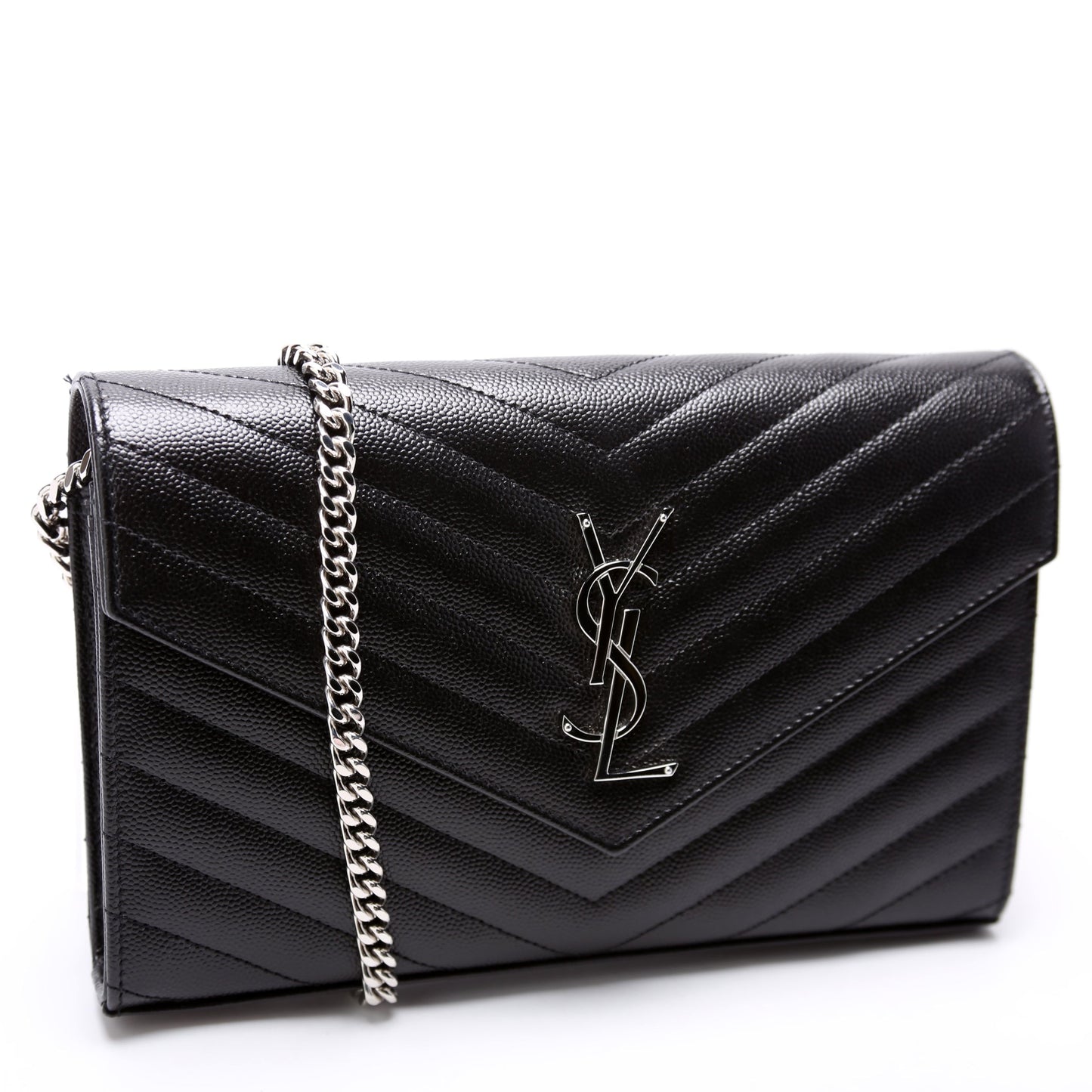 Saint Laurent Grain De Chain Wallet 377828 Black Bag