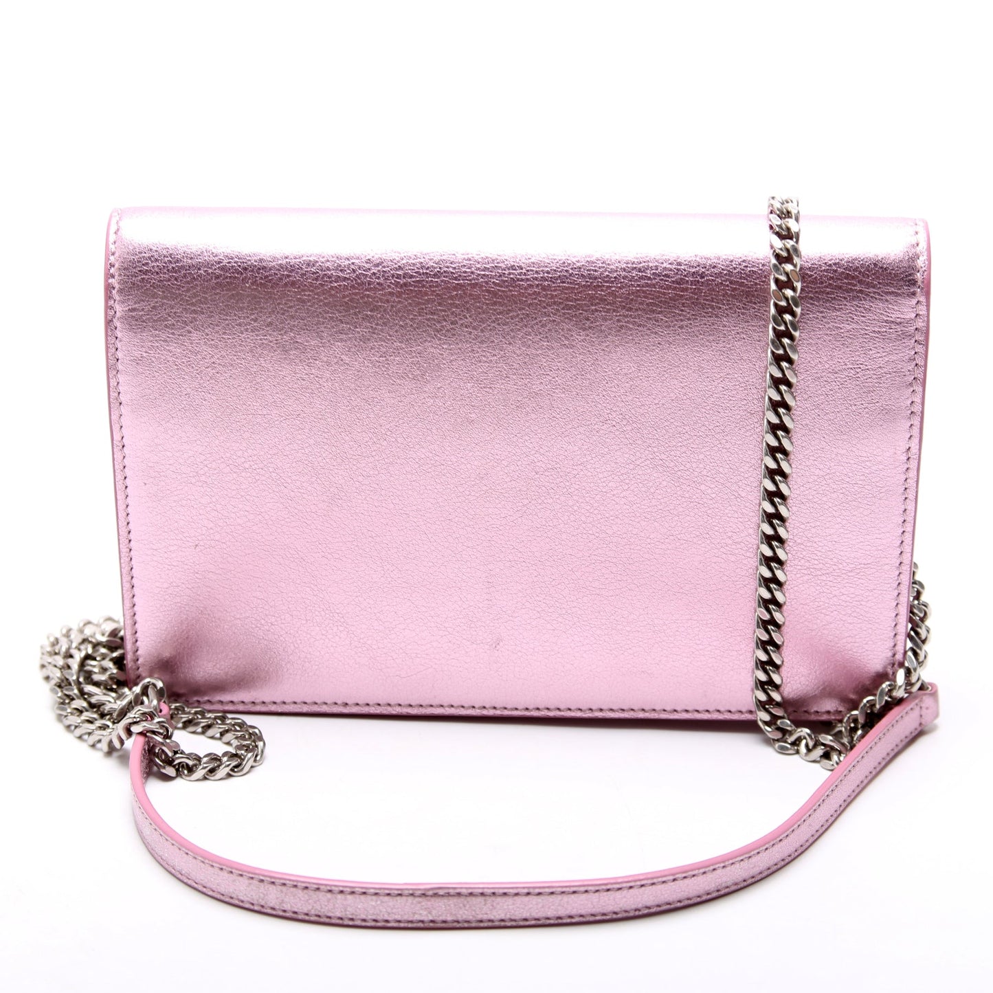Saint Laurent Envelope Chain Wallet Metallic Calfskin 402031 Purple Bag