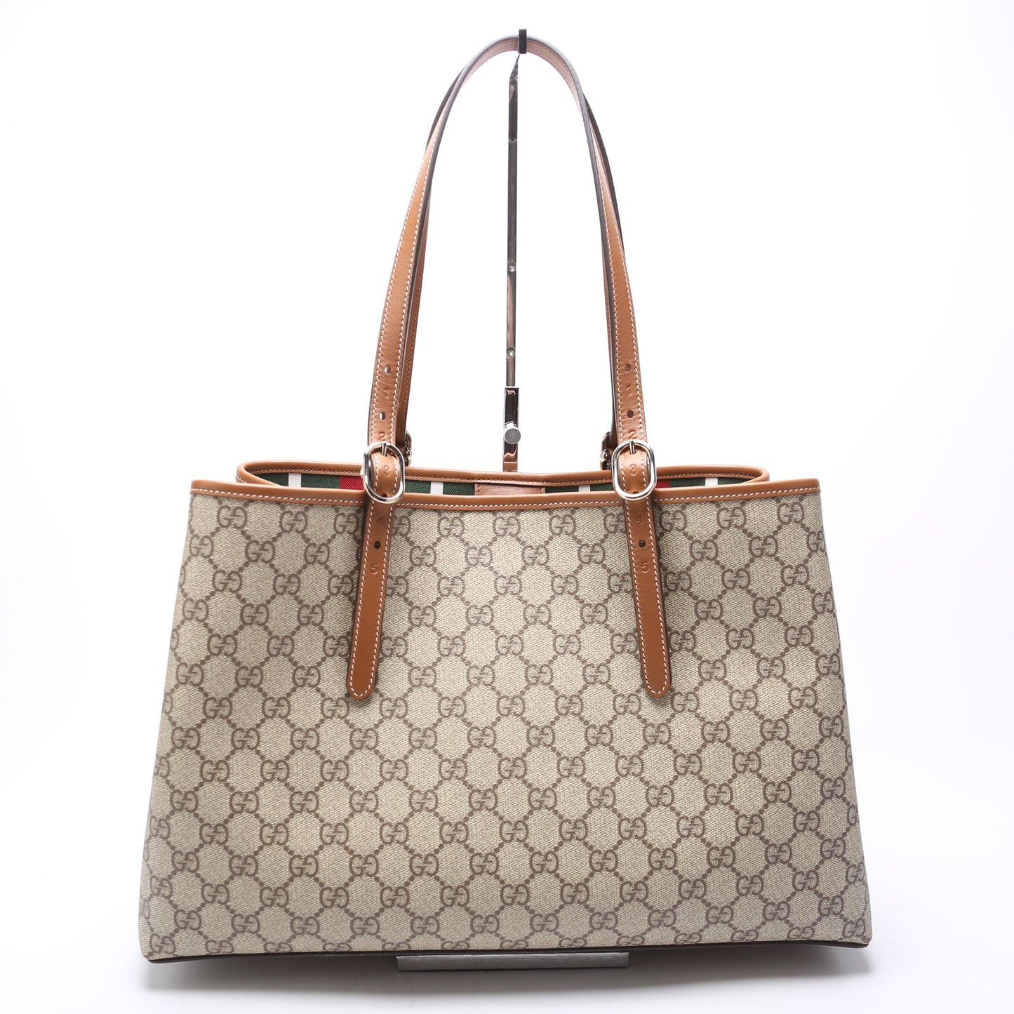 Gucci 815213 GG Supreme Emblem Tote Medium Brown Bag