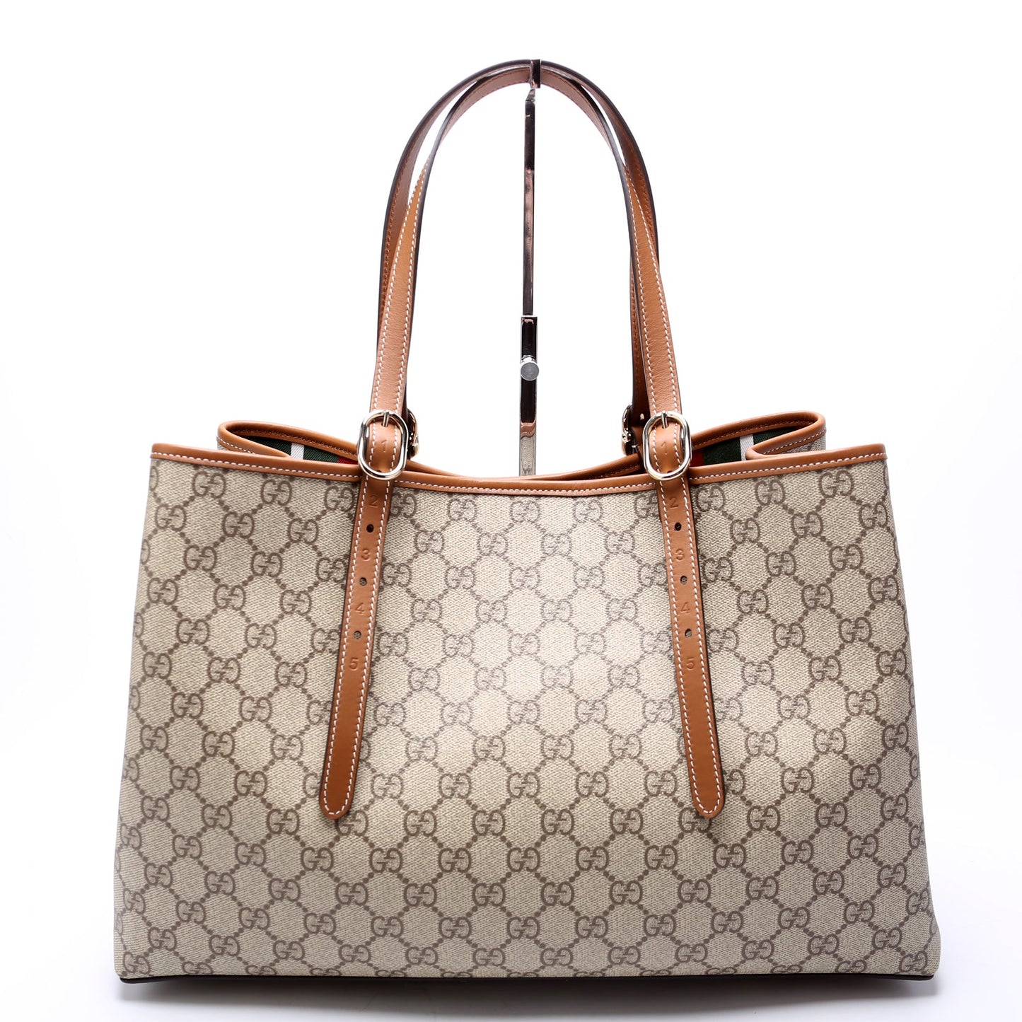 Gucci 815213 GG Supreme Emblem Tote Medium Brown Bag