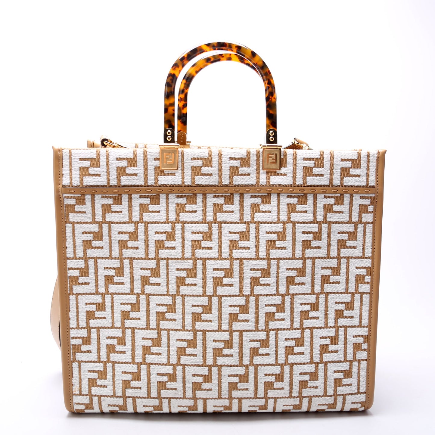 Fendi Sunshine Shopper Medium Raffia Brown Bag