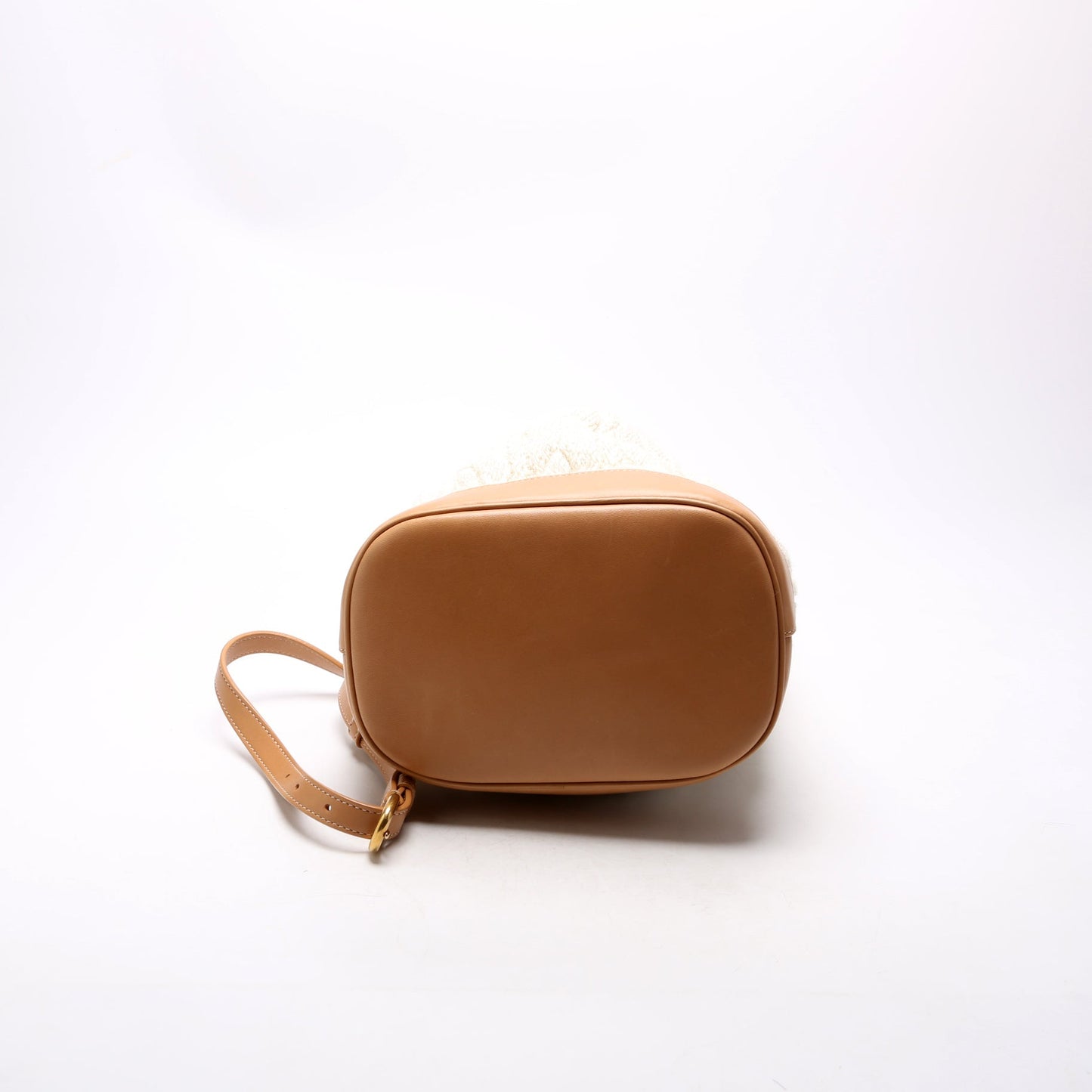 Saint Laurent Le Maillon Bucket Knit/Calfskin Beige Bag