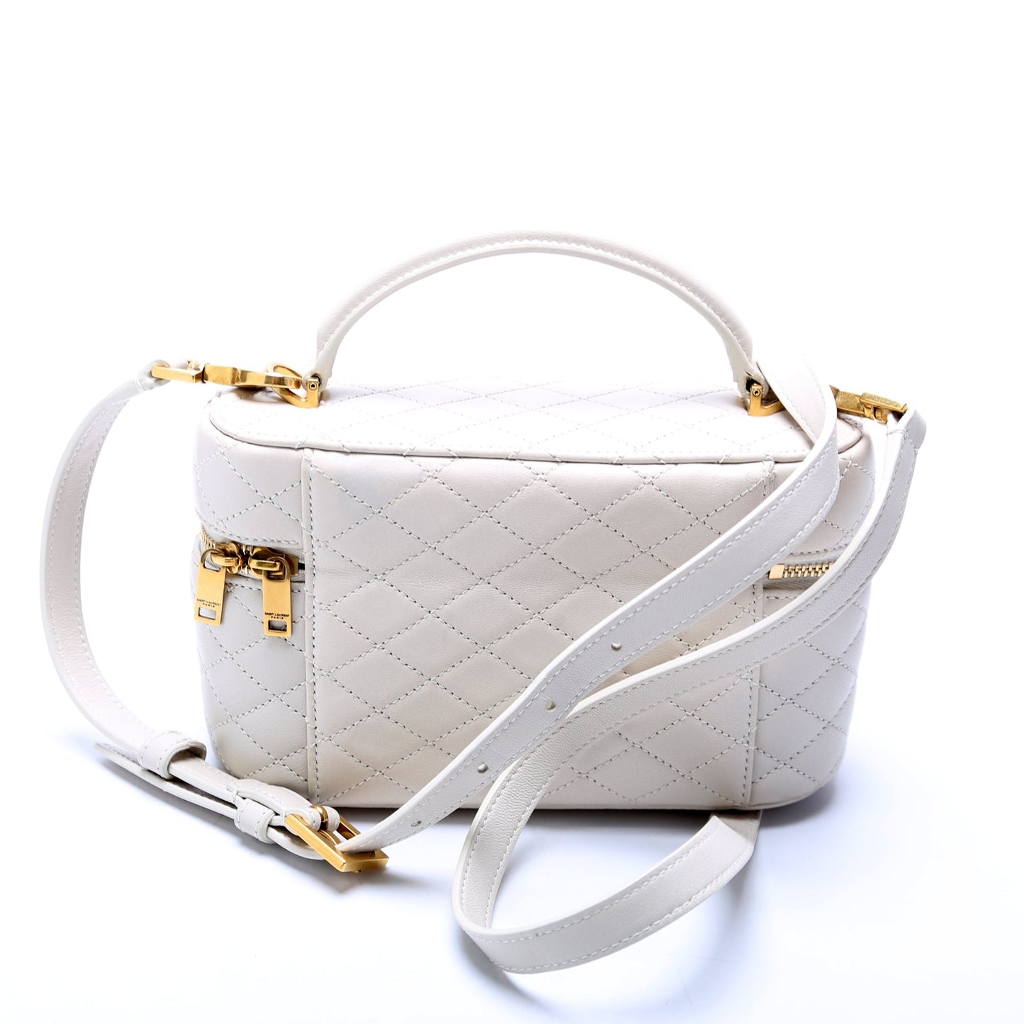 Saint Laurent Gaby Vanity Quilted Lambskin Cream Bag