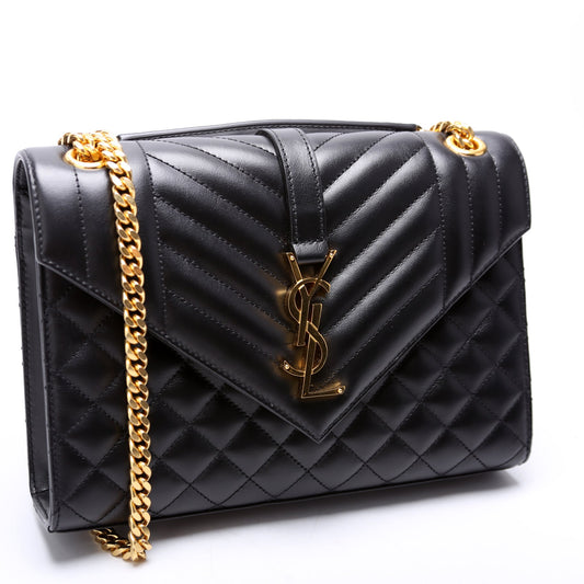 Saint Laurent Envelope Medium Tri-Quilt Black Bag
