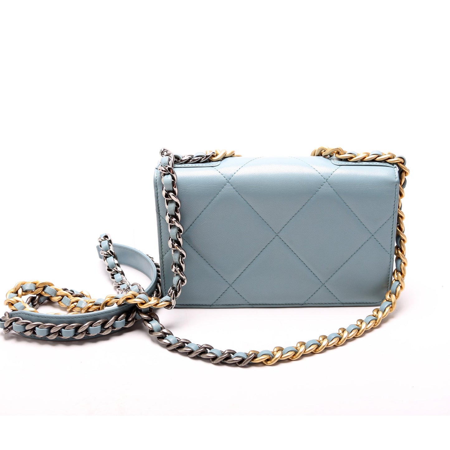 Chanel 19 WOC Quilted Lambskin 29M Blue Bag