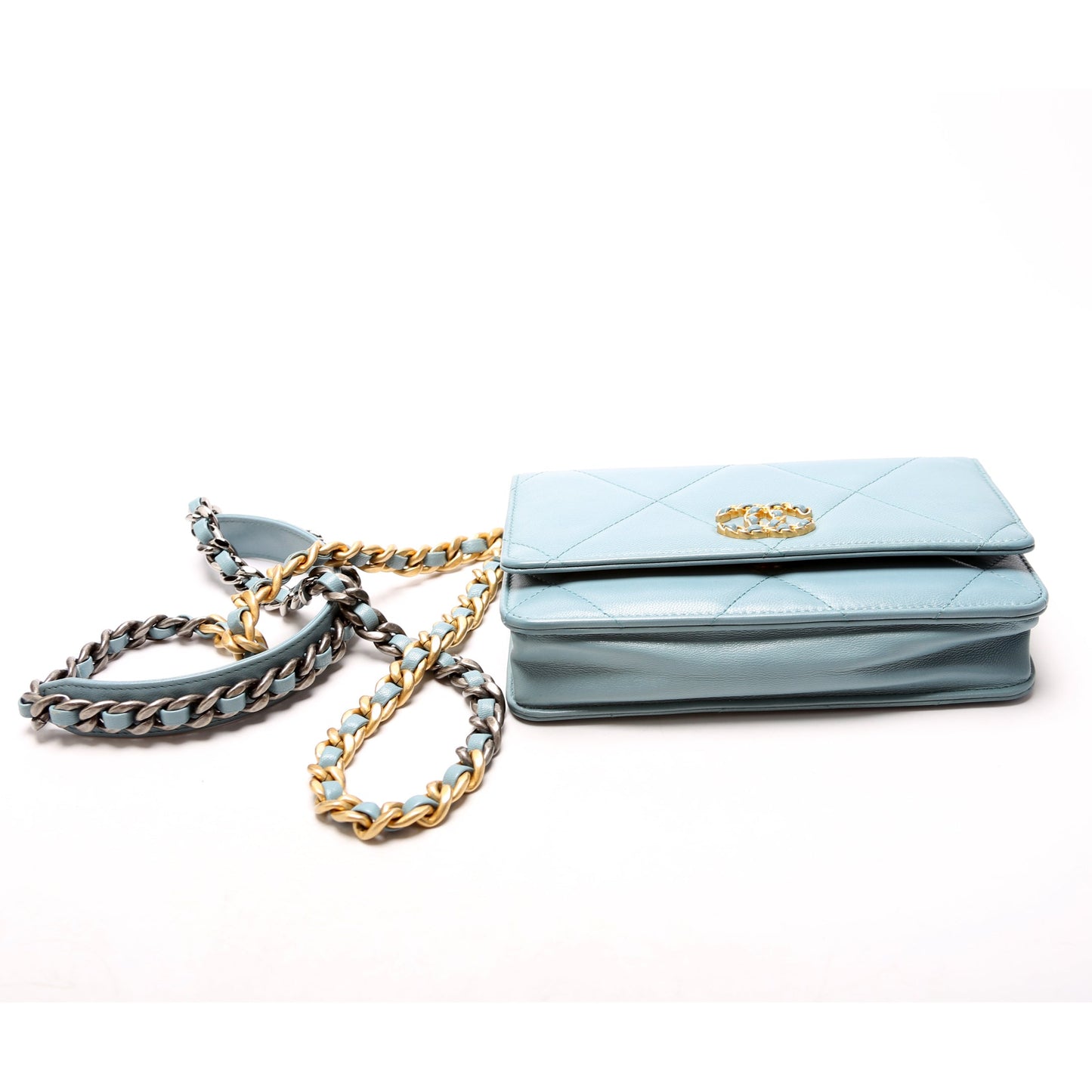 Chanel 19 WOC Quilted Lambskin 29M Blue Bag