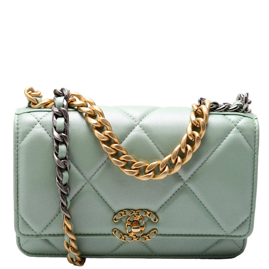 Chanel 19 WOC Quilted Lambskin RFID Green Bag