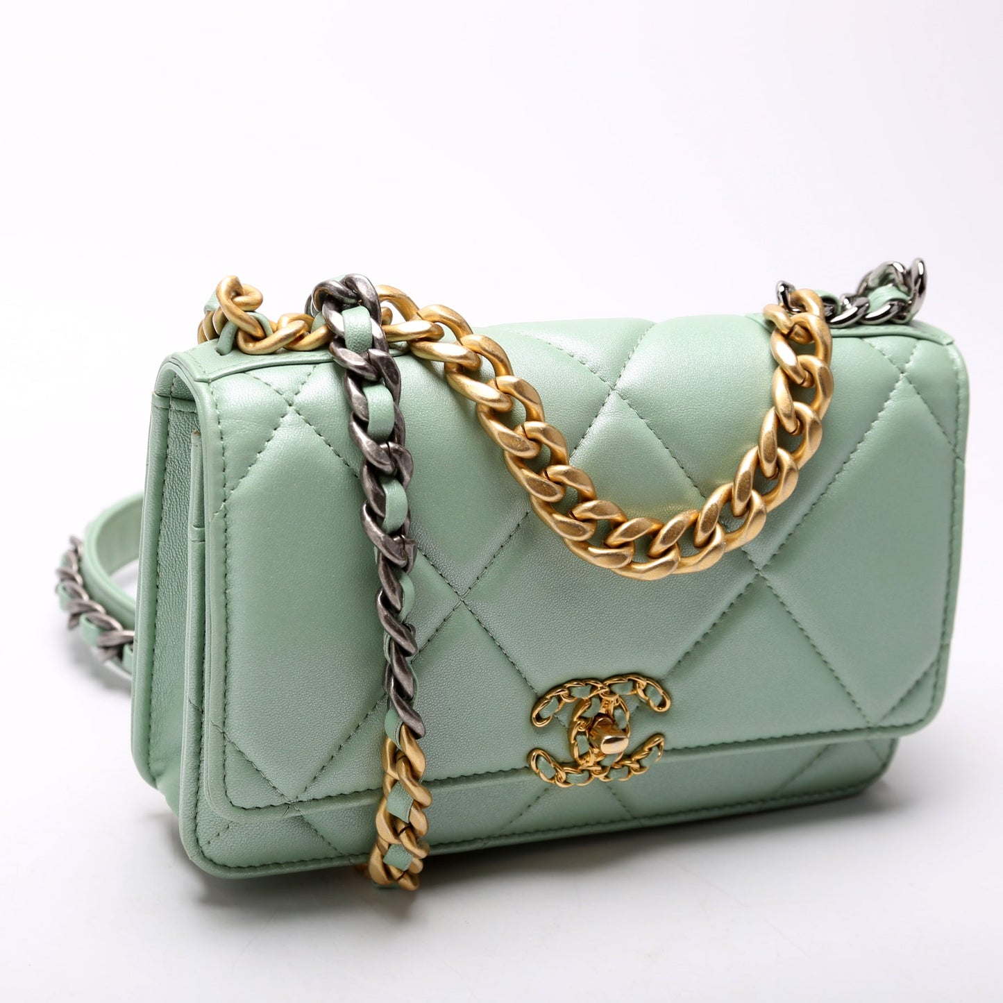 Chanel 19 WOC Quilted Lambskin RFID Green Bag