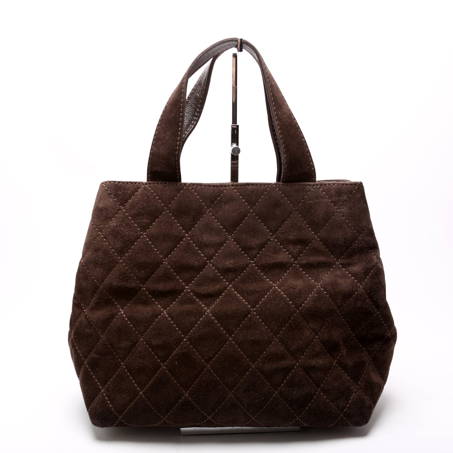 Chanel CC Top Handle Suede 7MM Brown Bag