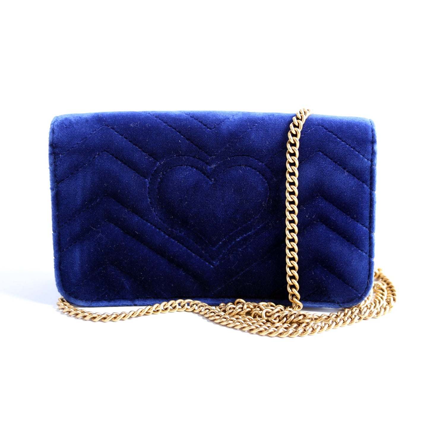 Gucci 488426 GG Marmont Velvet Mini Blue Bag
