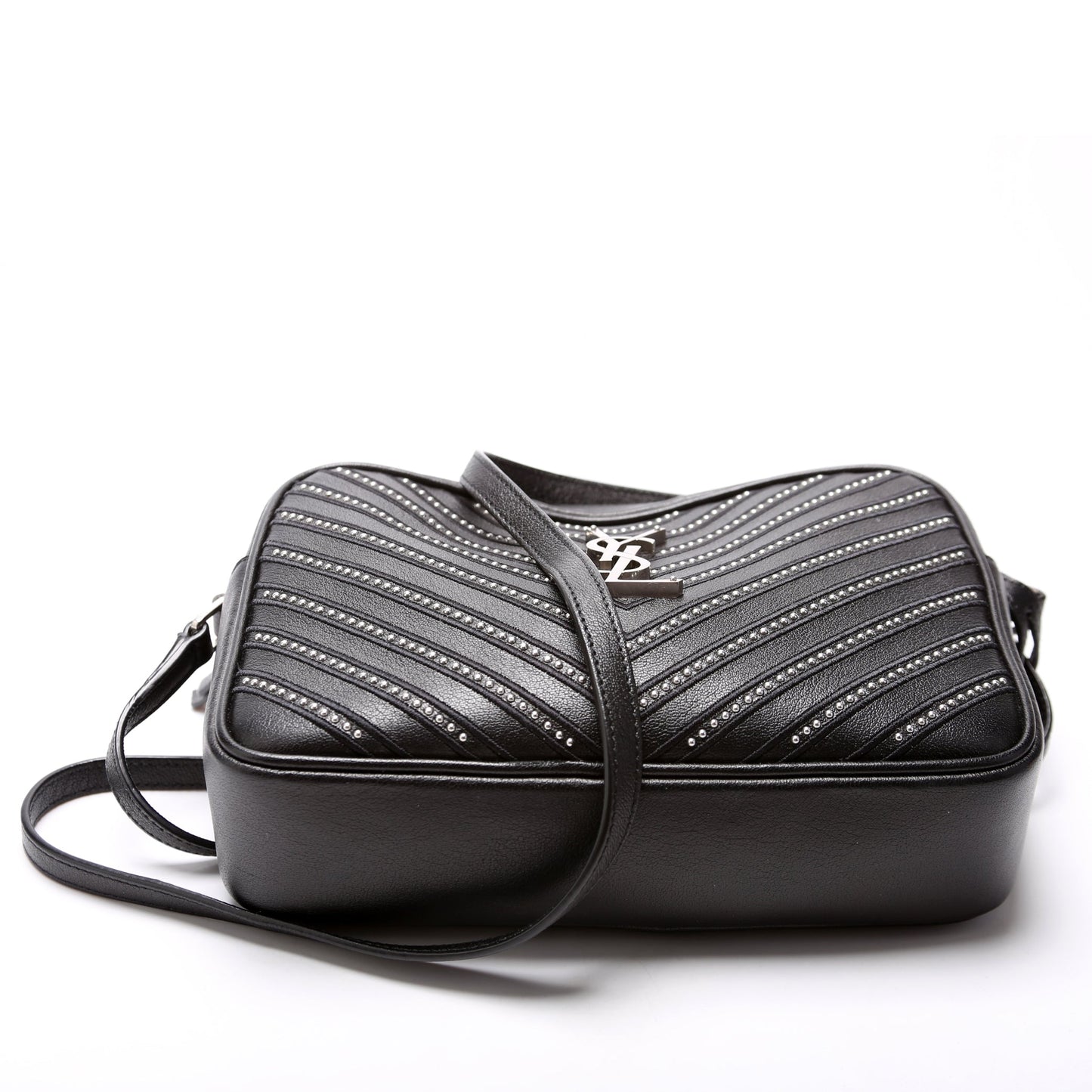 Saint Laurent Lou Camera Studded Calfskin 612544 Black Bag