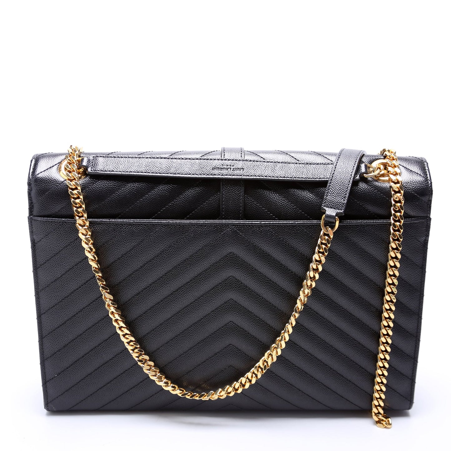Saint Laurent 396910 Envelope Chevron Large Black Bag